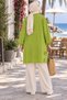 Women's Oil Green Zippered Casual Long Tunic with Guipure Detail - 3
