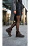 Women's Leather-Look Lace-Up Thick Sole Casual Boots - 5