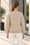 Women's 2-Piece Crew Neck Basic Sweatshirt – Beige / Claret Red - 6