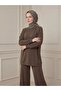 Front-Panel Slit Detail Trouser Suit - Light Brown