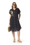 Short Sleeve Mira Embroidered Summer Şile Cloth Shirt Dress Black Syh - 7