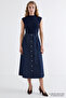 High Waist Belted Regular Denim Midi Skirt