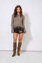 Tasseled Detail Long Sleeved Crewneck Sweater Brown-Beige - 2