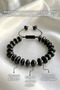 Black Tiger's Eye Natural Stone Flat Cut Macrame Knitted Adjustable Bracelet