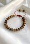 Tiger eye natural stone flat cut macrame knitted adjustable bracelet - 2