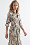 Long Sleeve Waist-Fitted Pleated Slim Fit Midi Dress - 2