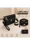 Set of 2 Black + Black 4-Compartment Women's Shoulder and Crossbody Bags Multi-Functional Zippered Handbag - 2