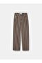 72371 100% Cotton Striped Wide Leg Jeans-Brown - 5