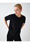 Black Pleated Detailed Round Neck Short Sleeve Velvet Blouse - 5