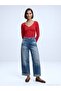 32780 V-Neck Gathered Top-Red - 4