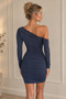 One-Shoulder Draped Gathering Mini Dress - 2