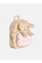 Beige animal figured plush girl's backpack - 3