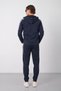 Men's Navy Blue Diving Fabric Cotton Hooded Winter Tracksuit Set - E229 - 6