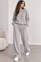 Gray Thessaloniki Knitted Crew Neck Top and Pants Set