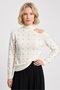 Women's Ecru Off-Shoulder Stone Detailed Knit Sweater - 3