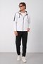 Men's White Winter Tracksuit Set Hooded Cotton Lined Diving Fabric E229 - 2