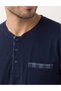 Men's Long Sleeved Plaid Pajama Set Navy Blue - 3