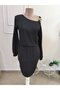 Women's long sleeve one shoulder open buckle detailed midi janjan crepe dress - 4