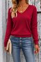    Women's Long Sleeve V-Neck Knitwear Blouse