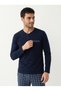 Men's Long Sleeved Plaid Pajama Set Navy Blue