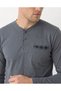 Men's Long Sleeved Plaid Pajama Set Gray - 3