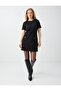 Black Appliqué Detailed Round Neck Short Sleeve Mini Dress - 4
