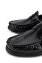 Men's Genuine Leather Black Open-Toe Loafer Shoes - 3