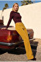 Women's Mustard Yellow Flare Fit Velvet Velvet Fabric Trousers - 4