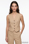 Linen Blend Regular Vest with Back Buckle - 5