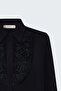 Classic Shirt with Embroidery Detail - Black - 4