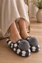 Ezy Women's Pompom Checkered Plush House Slippers Soft Sole Winter Slippers - 2