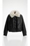 Women's Faux Leather Jacket Fur Collar Zipper Pocket Black Biker Short Coat Casual Stylish W6Bt47B8 - 2