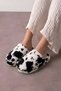 Moofy Black Spotted White Plush Women's Winter House Slippers - 2