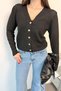Women's V-Neck Buttoned Mesh Cardigan Black - 27K 3345 - 2