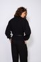 Belted Bat Sleeve Stand-Up Collar Sweater Black - 5