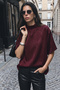 Bat Sleeve Blouse - Burgundy