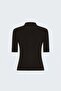 Short Sleeve Zippered Knitwear - Brown - 5