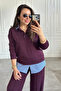 Polo Collar Striped Shirt Detailed Set - 3