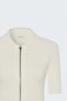 Short Sleeve Zippered Knitwear - Ecru - 7