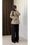 Oversized Striped Shirt with Piping Belt - Mink - 2
