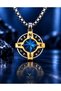 Stainless Steel Yellow Navy Blue Color Detailed Minimal Design Crystal Stone Compass Necklace - 4