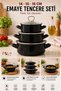3-Piece Black Enamel Mini Pot Set with Glass Lid 14-16-18 cm - 2