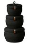 Set of 3 Conical Jute Organizer Baskets with Lids (Interlocking - 10 Color Options)