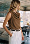 Patterned Degaje Collar Blouse - Brown