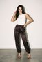 Bitter Brown Satin Trousers with Rubber Detail at the Hem - 2