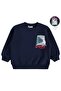 Boy's Explore Printed Sweatshirt |   3 Thread Long Arm |   School Nursery and Daily Use - Navy Blue