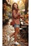 Women's Brick Red Corded Shirt Jacket (Shacket) - Fall Collection - 2