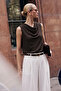 Patterned Degaje Collar Blouse - Dark Brown
