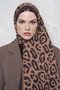 Floş Viscose Shawl Leopard Pattern - Brown - 3