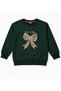 Girl's Cotton Fabric Green Color Ribbon Patterned Long Sleeve Embroidered Winter Tracksuit Set - 3